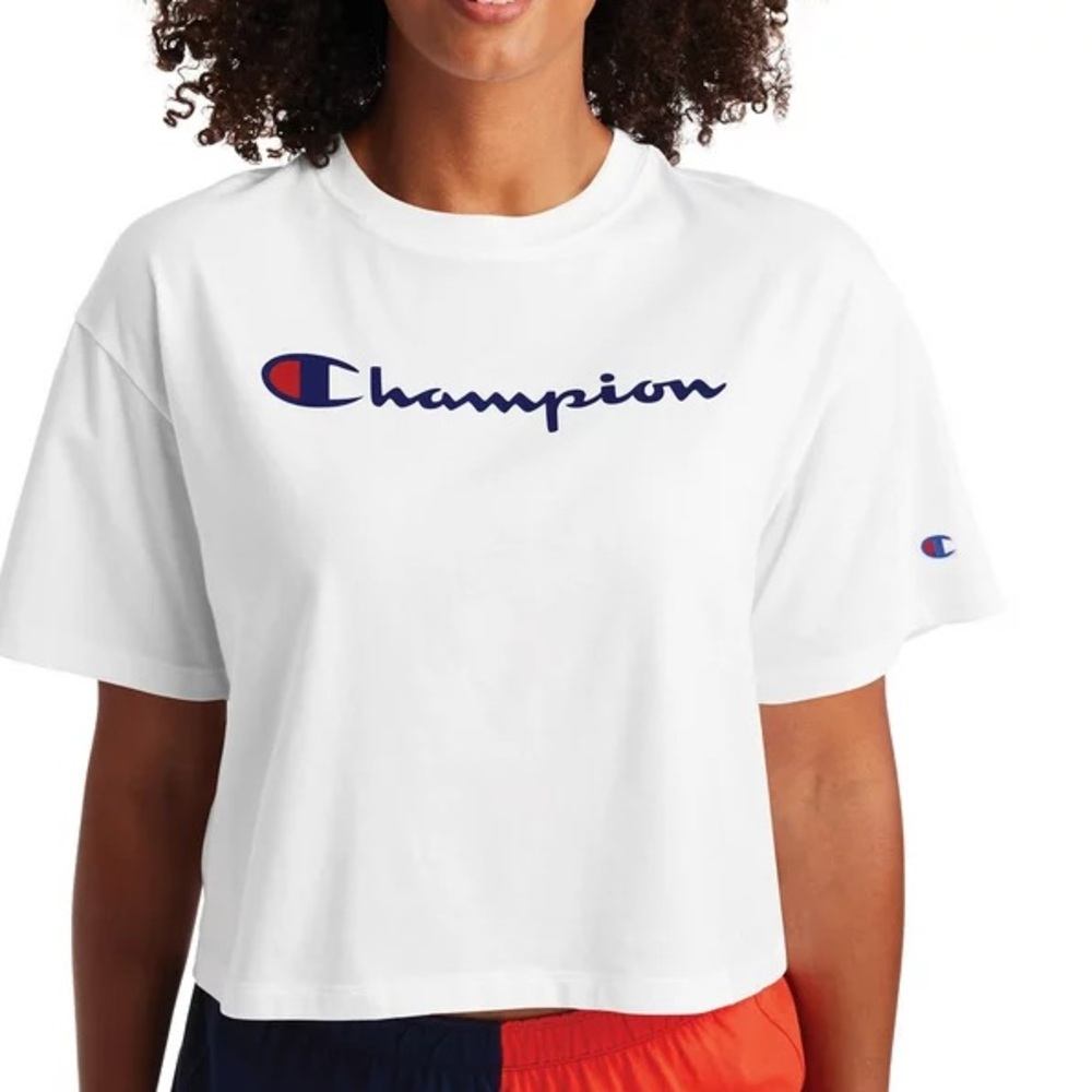 Champion white cropped short sleeve tee | Crop Tops | Champion Shirts | Cute Top